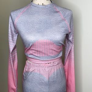 Pink and grey active outfit